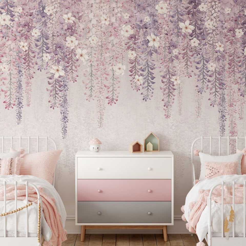 Lila Çiçekler Duvar Kağıdı