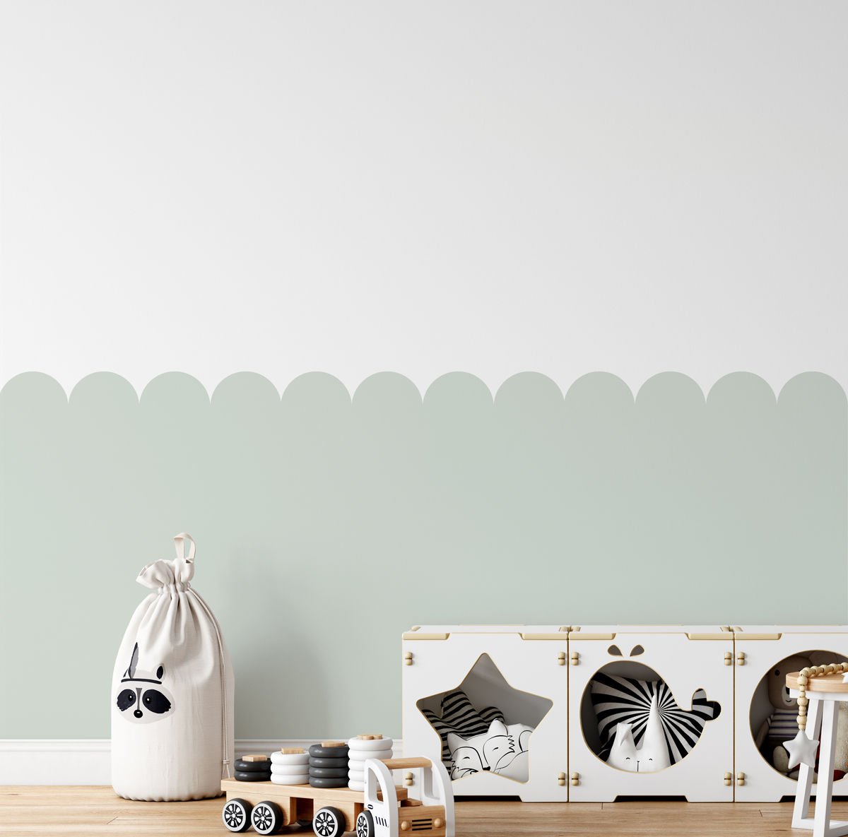 Peel & Stick Fırfırlı Panel Sticker Açık Yeşil