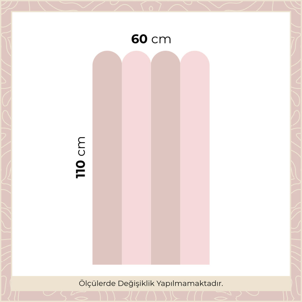 İki Renk Fırfırlı Panel Sticker Gül Kurusu - Pembe
