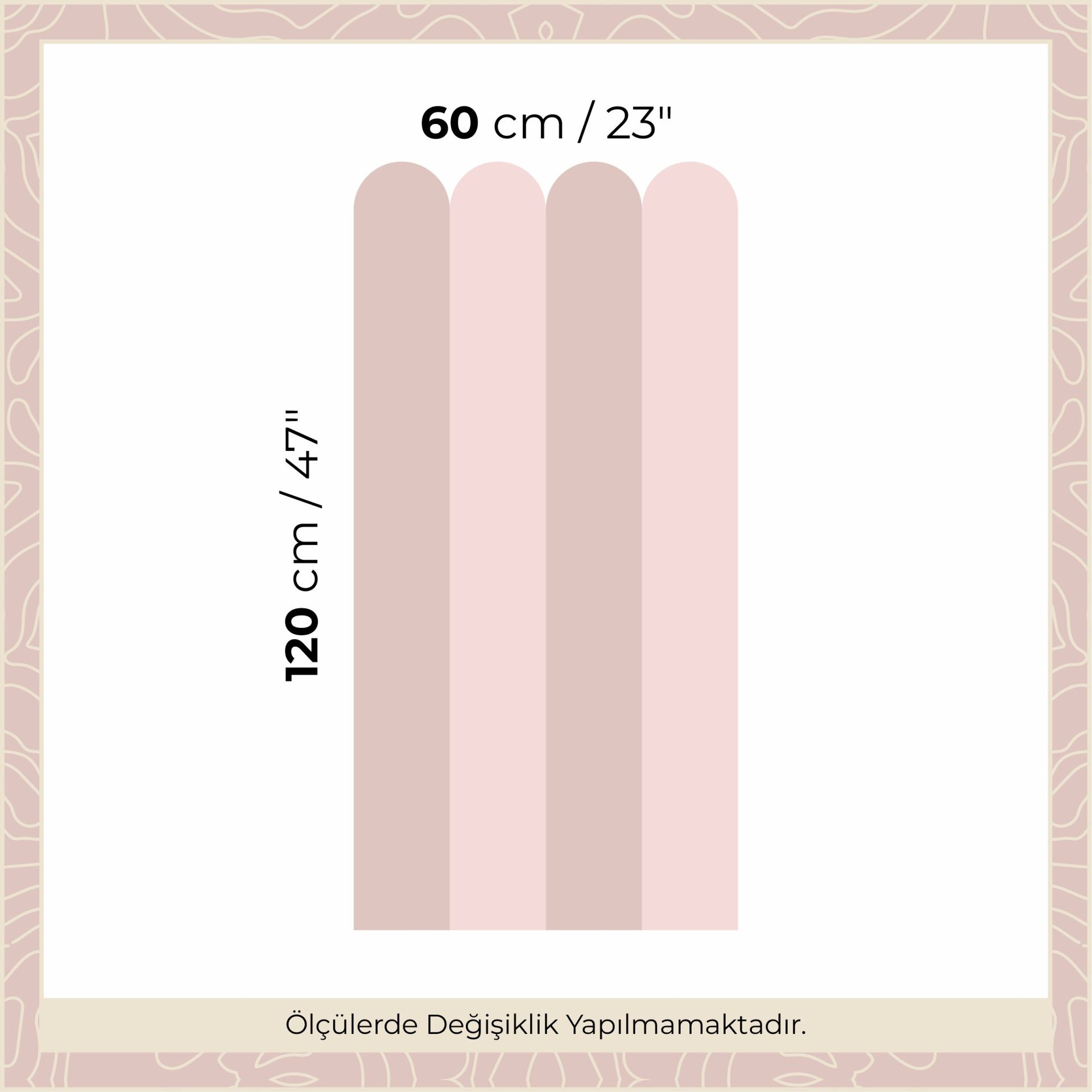 Peel & Stick İki Renk Fırfırlı Panel Sticker Gül Kurusu - Pembe