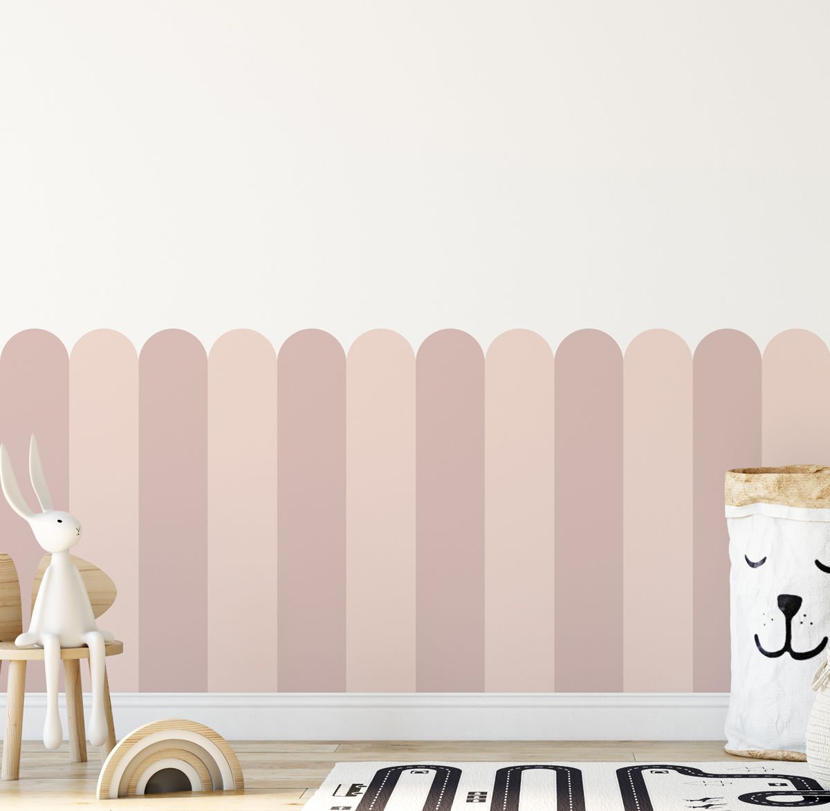İki Renk Fırfırlı Panel Sticker Gül Kurusu - Pembe