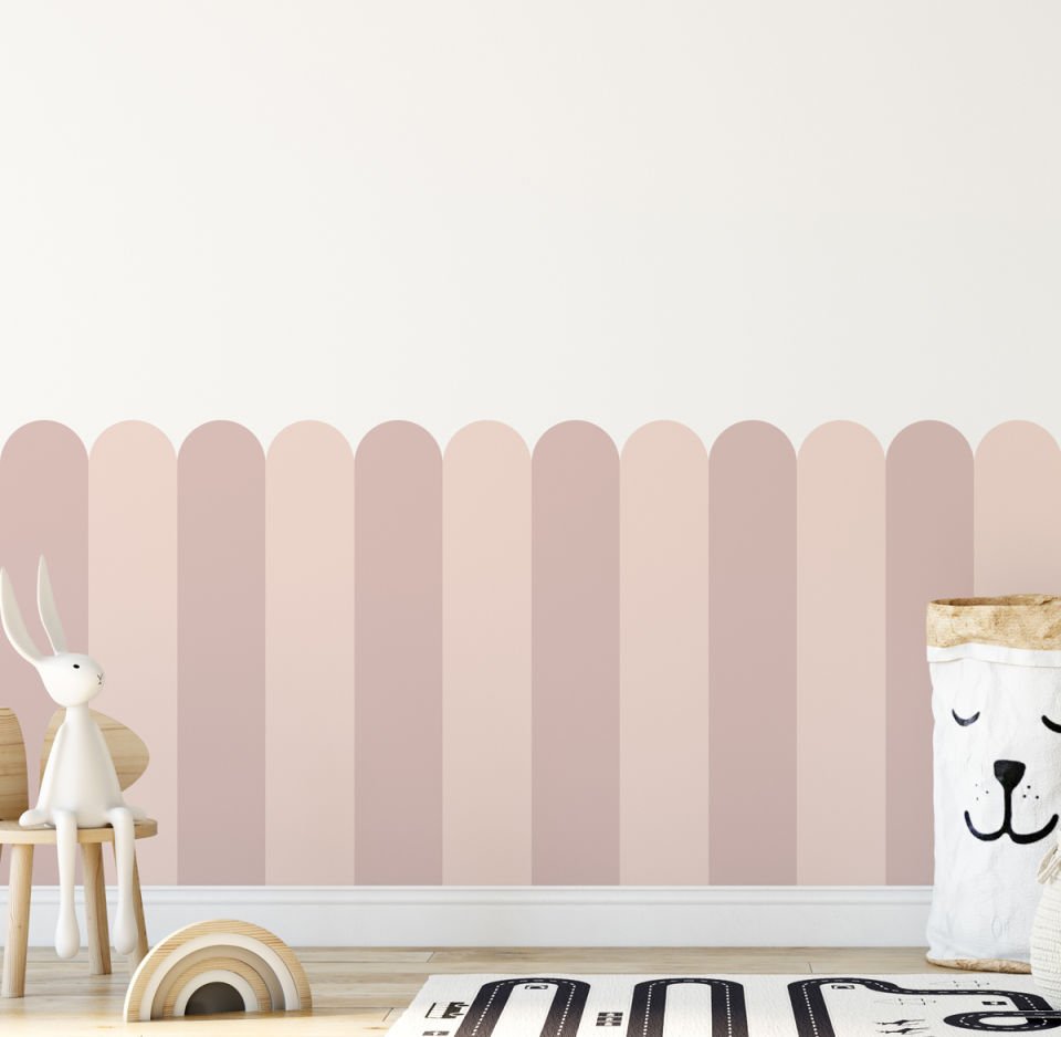 İki Renk Fırfırlı Panel Sticker Gül Kurusu - Pembe