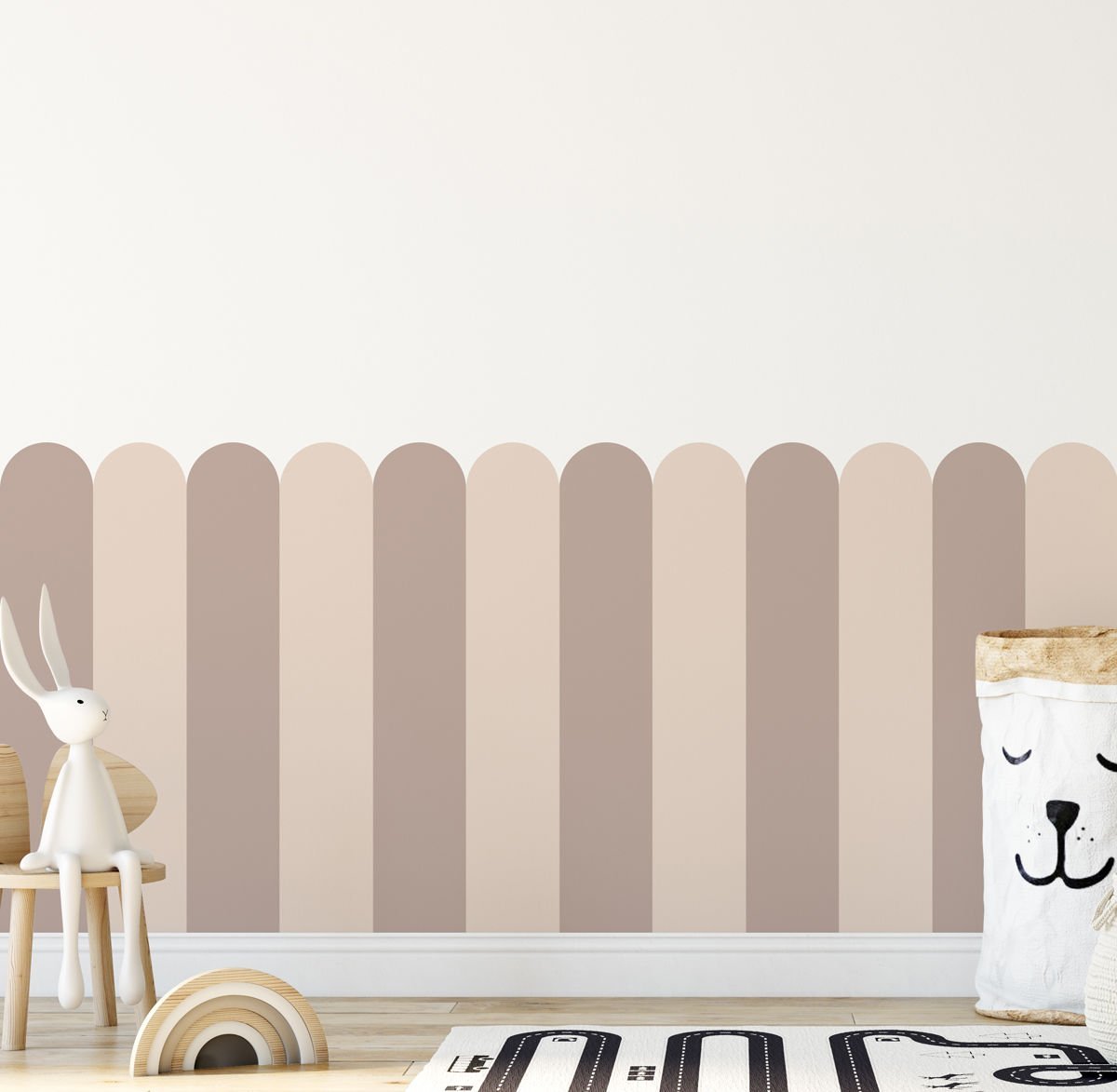 Peel & Stick İki Renk Fırfırlı Panel Sticker Vizon Kahve - Kahverengi