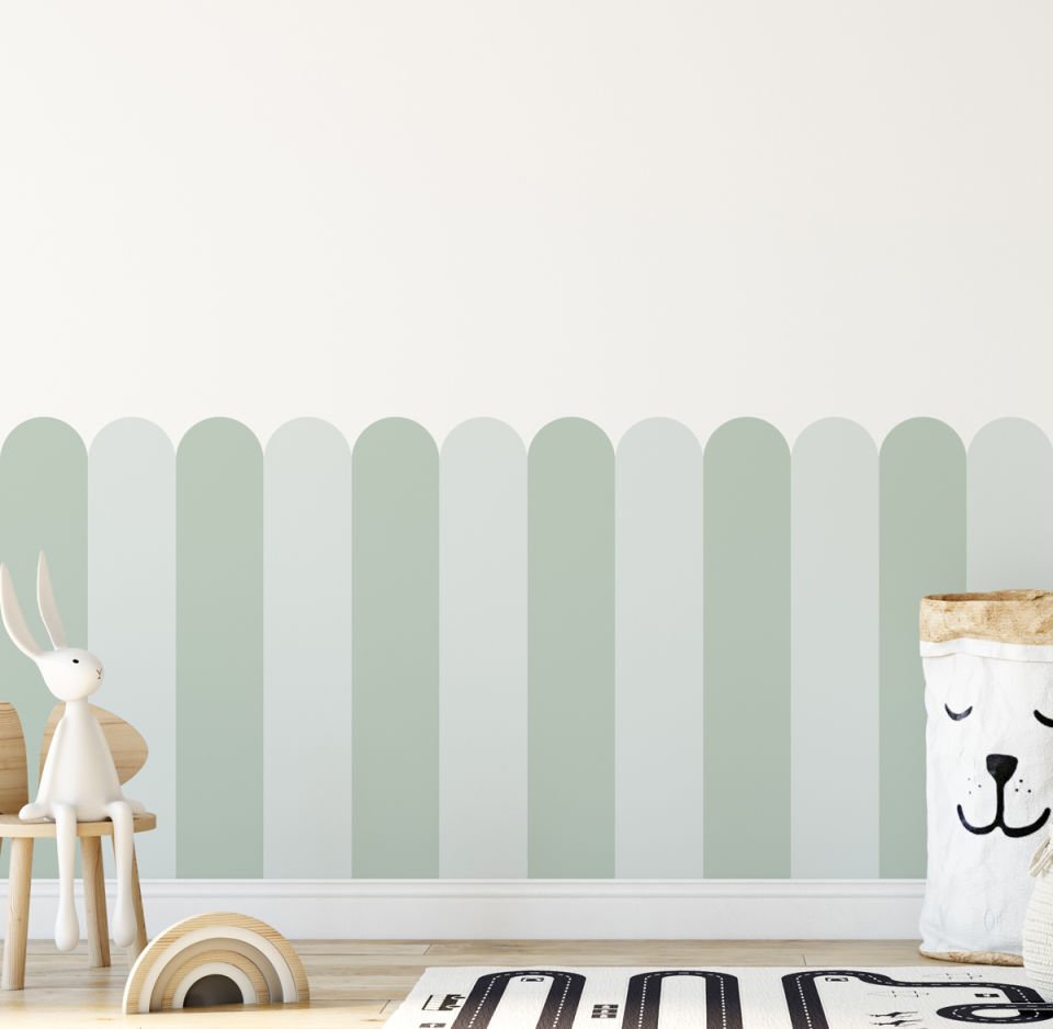 İki Renk Fırfırlı Panel Sticker Yeşil - Su Yeşili