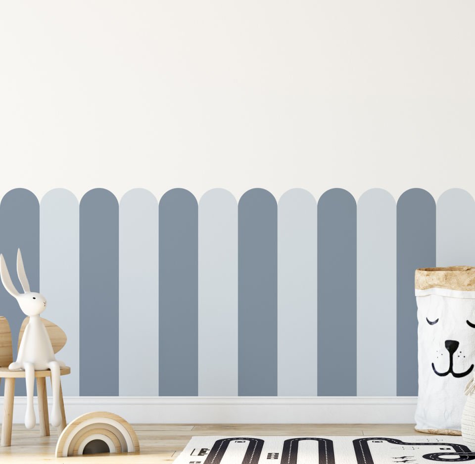 İki Renk Fırfırlı Panel Sticker Gece Mavi - Gökyüzü Mavisi