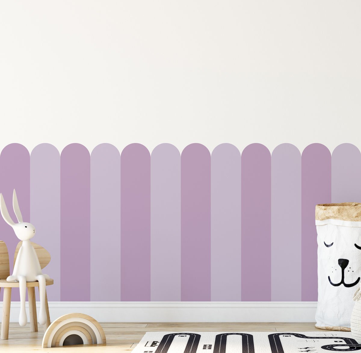 İki Renk Fırfırlı Panel Sticker Mor - Lila