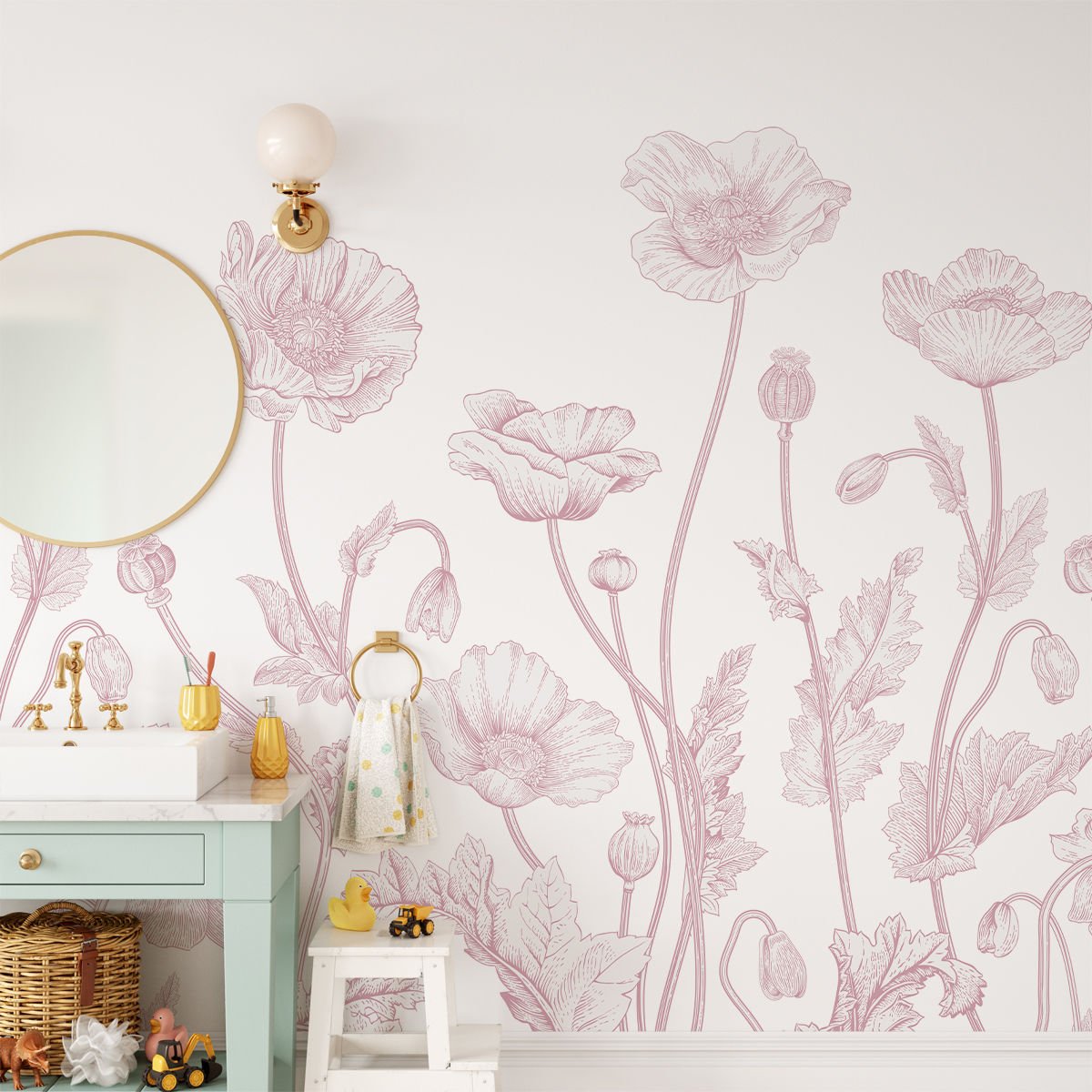 Monokrom Çiçekler 1 Duvar Kağıdı