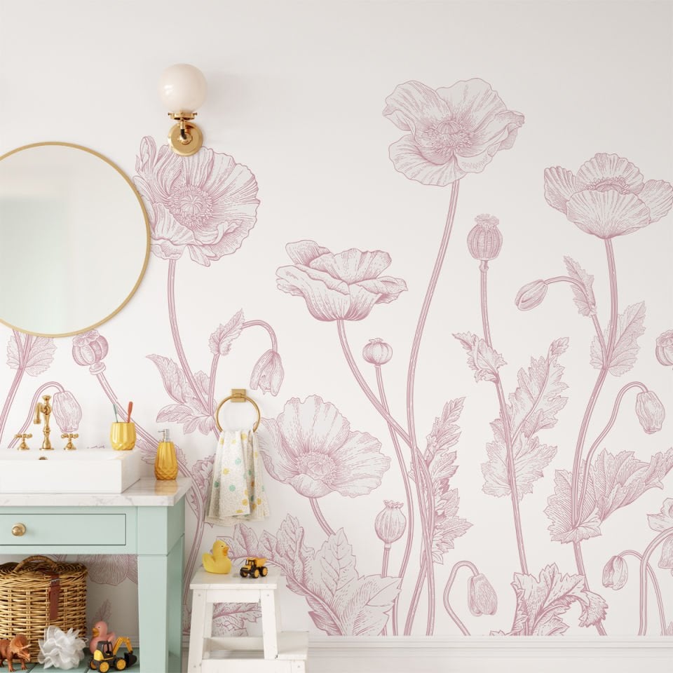 Monokrom Çiçekler 1 Duvar Kağıdı