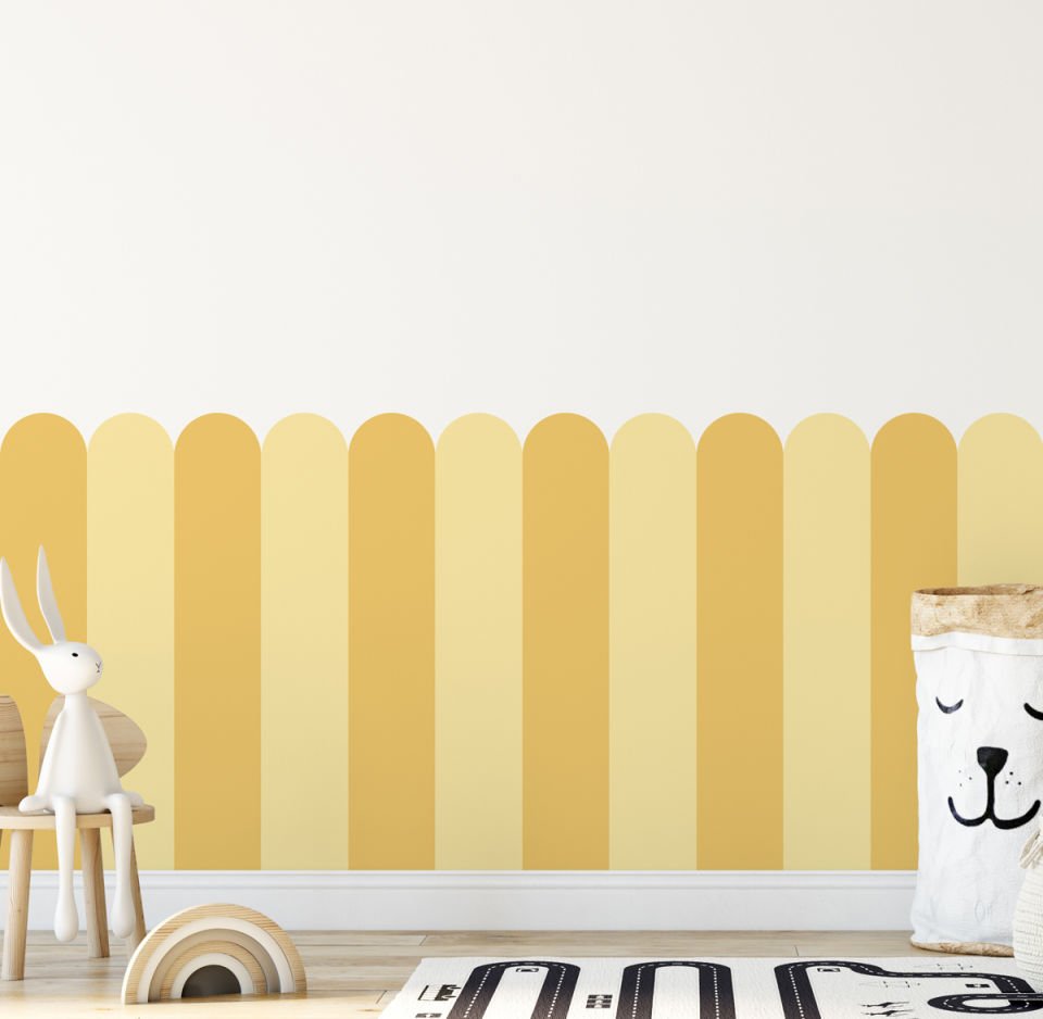 Peel & Stick İki Renk Fırfırlı Panel Sticker Koyu Sarı - Açık Sarı