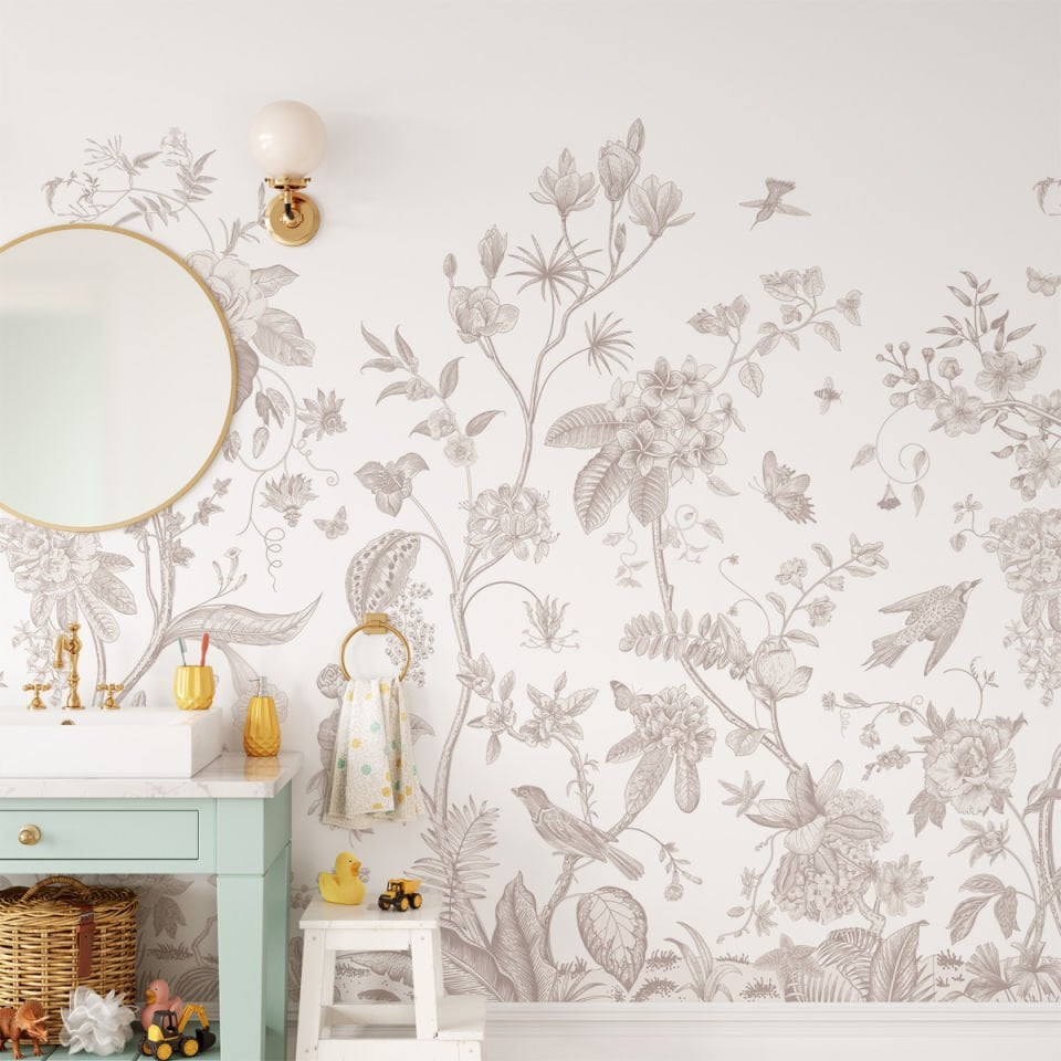 Monokrom Çiçekler 2 Duvar Kağıdı