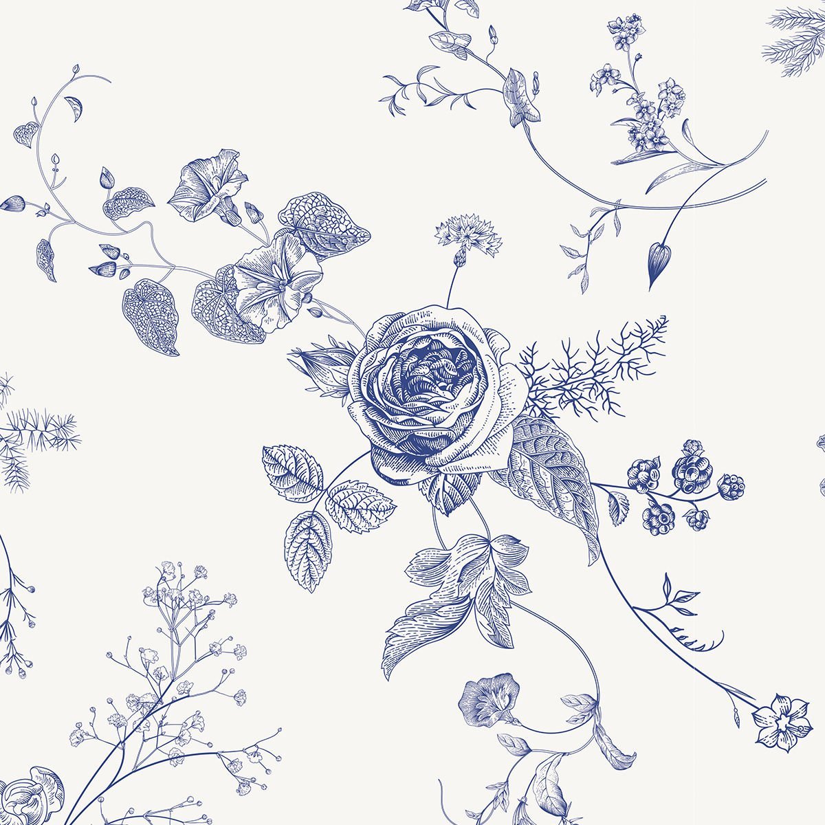 Monokrom Çiçekler 3 Duvar Kağıdı