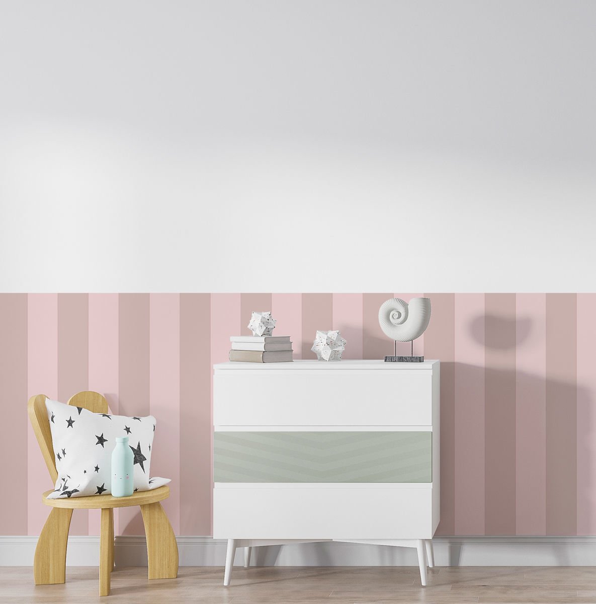 Peel & Stick İki Renk Düz Panel Sticker Gül Kurusu - Pembe