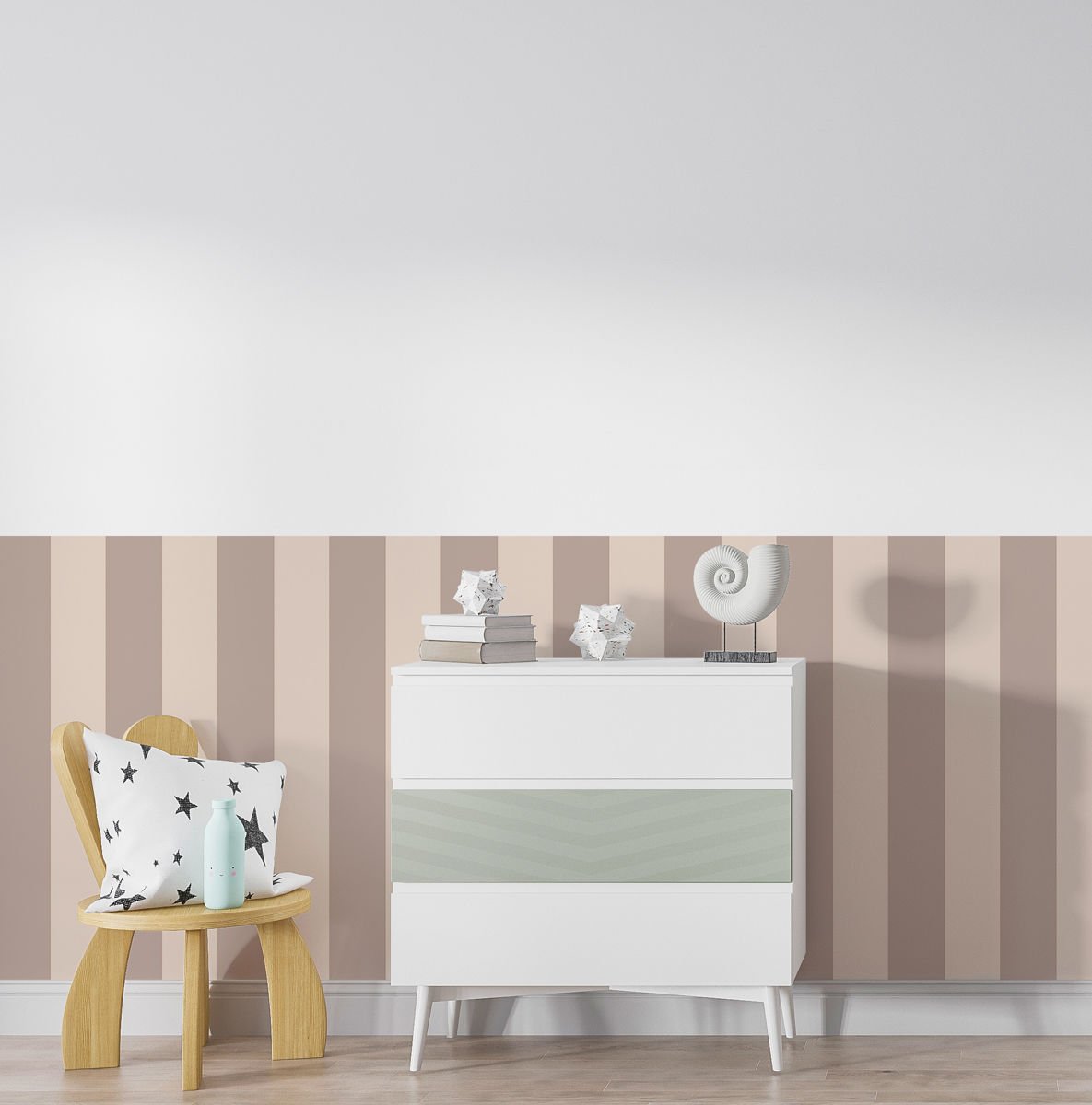 İki Renk Düz Panel Sticker Vizon Kahve - Kahverengi