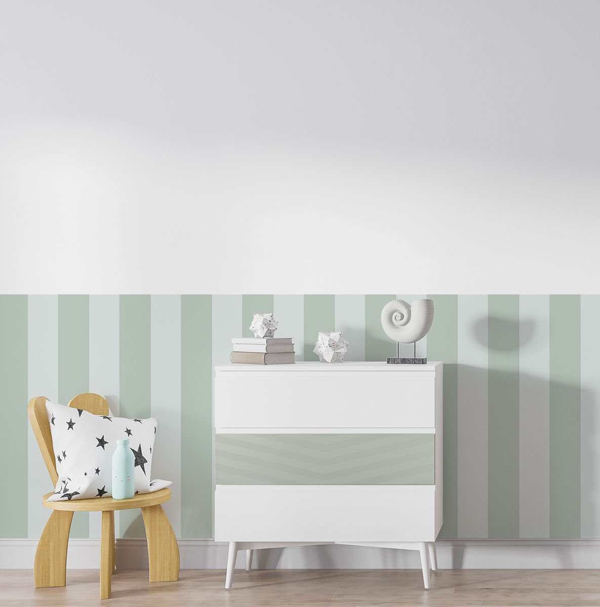 Peel & Stick İki Renk Düz Panel Sticker Yeşil - Su Yeşili