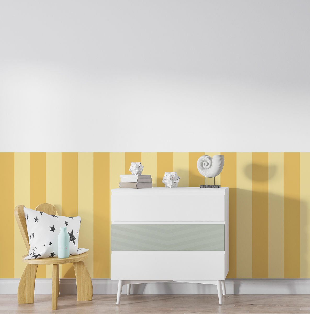 İki Renk Düz Panel Sticker Koyu Sarı - Açık Sarı
