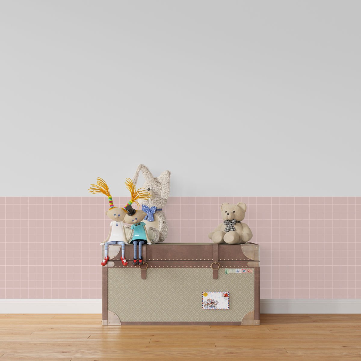 Peel & Stick Izgara Panel Sticker Gül Kurusu - Pembe