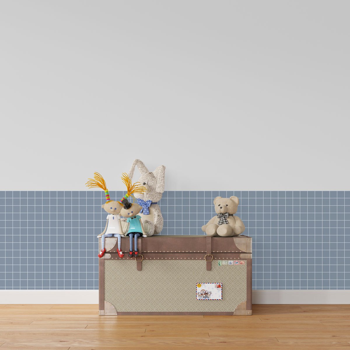 Peel & Stick Izgara Panel Sticker Gece Mavi - Gökyüzü Mavisi