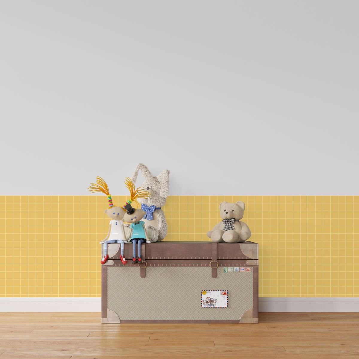 Peel & Stick Izgara Panel Sticker Koyu Sarı - Açık Sarı