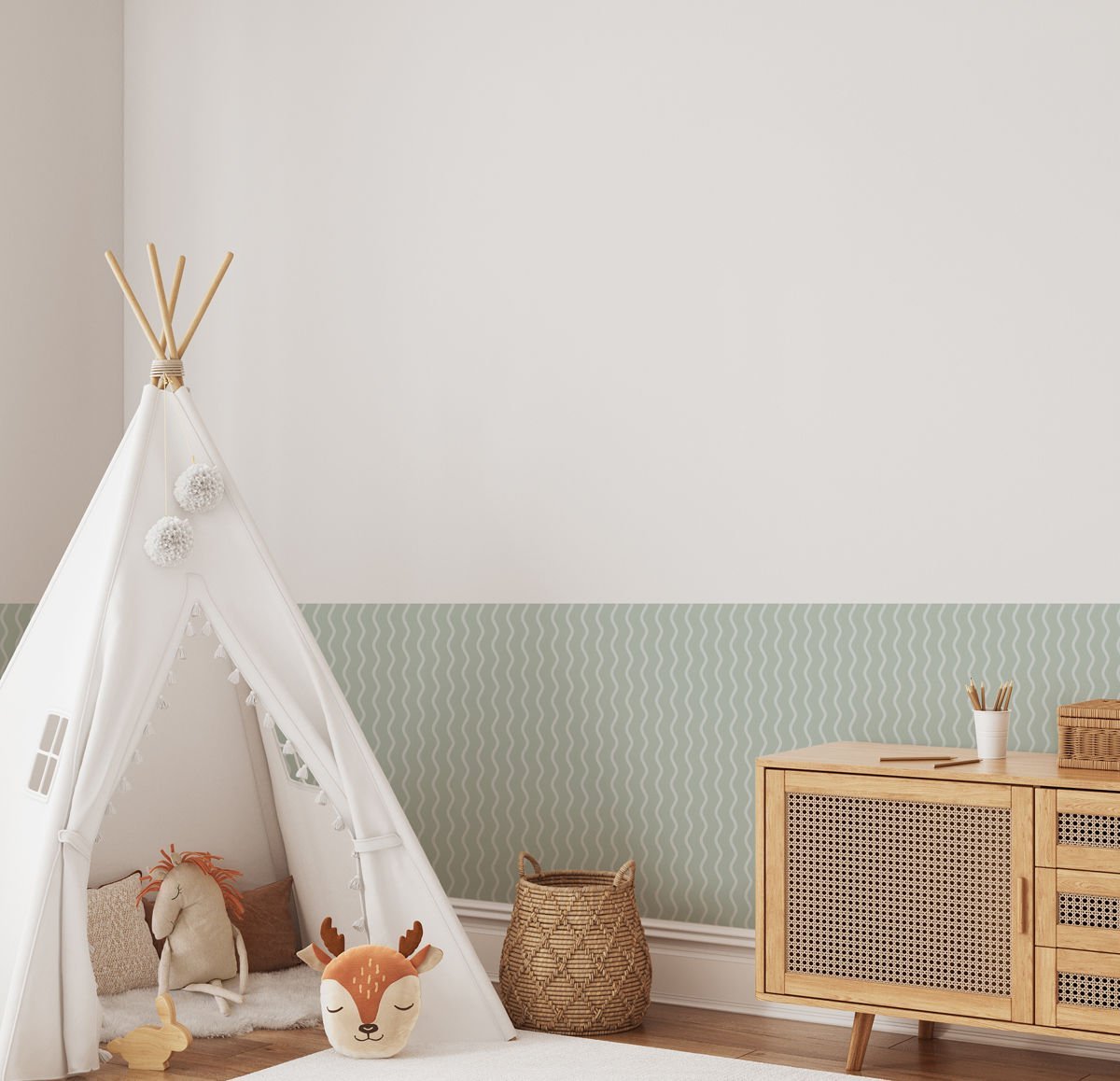 Peel & Stick Çizgili Panel Sticker Yeşil - Su Yeşili