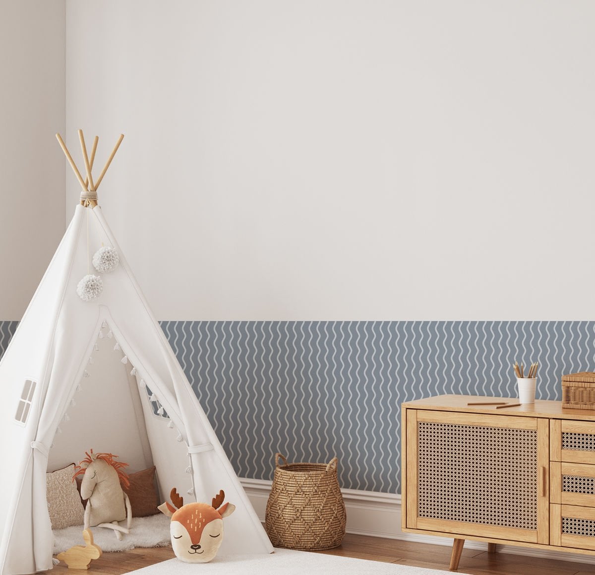 Peel & Stick Çizgili Panel Sticker Gece Mavi - Gökyüzü Mavisi