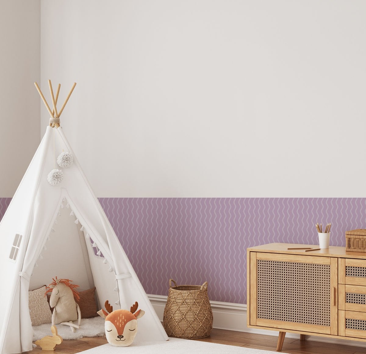 Peel & Stick Çizgili Panel Sticker Mor - Lila