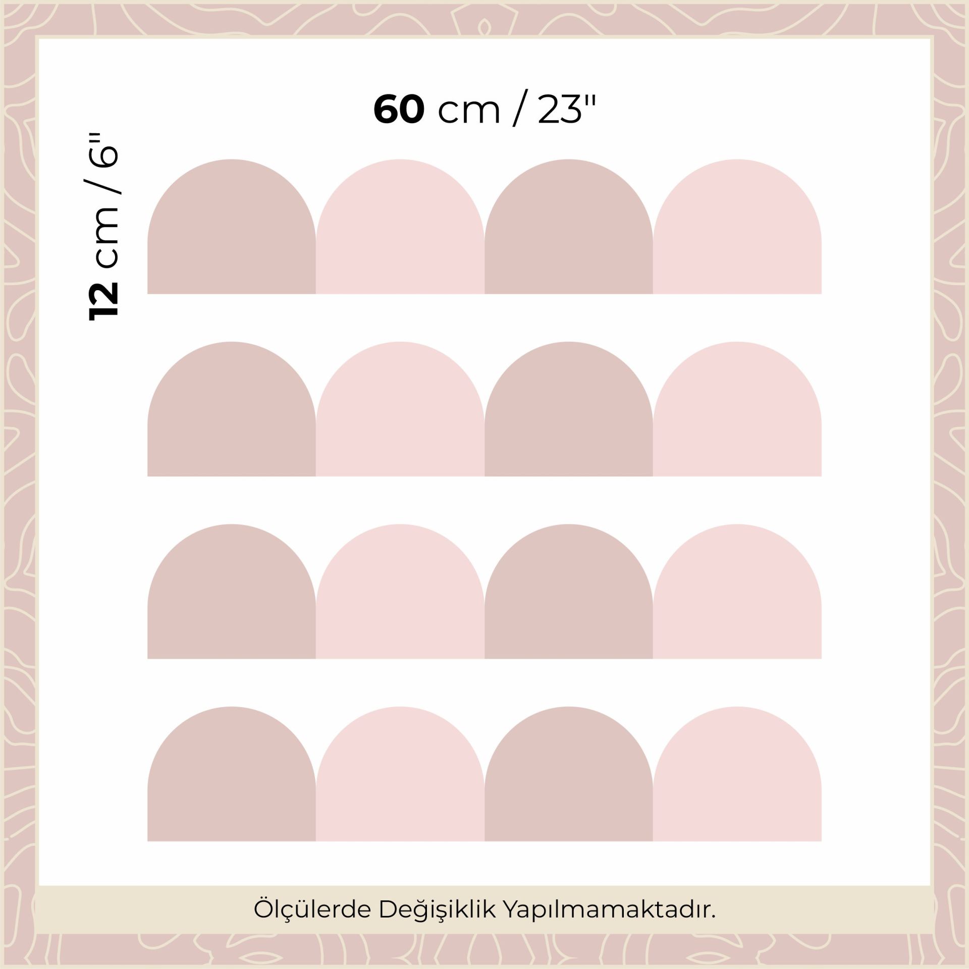 Peel & Stick Mini İki Renk Panel Sticker Gül Kurusu - Pembe