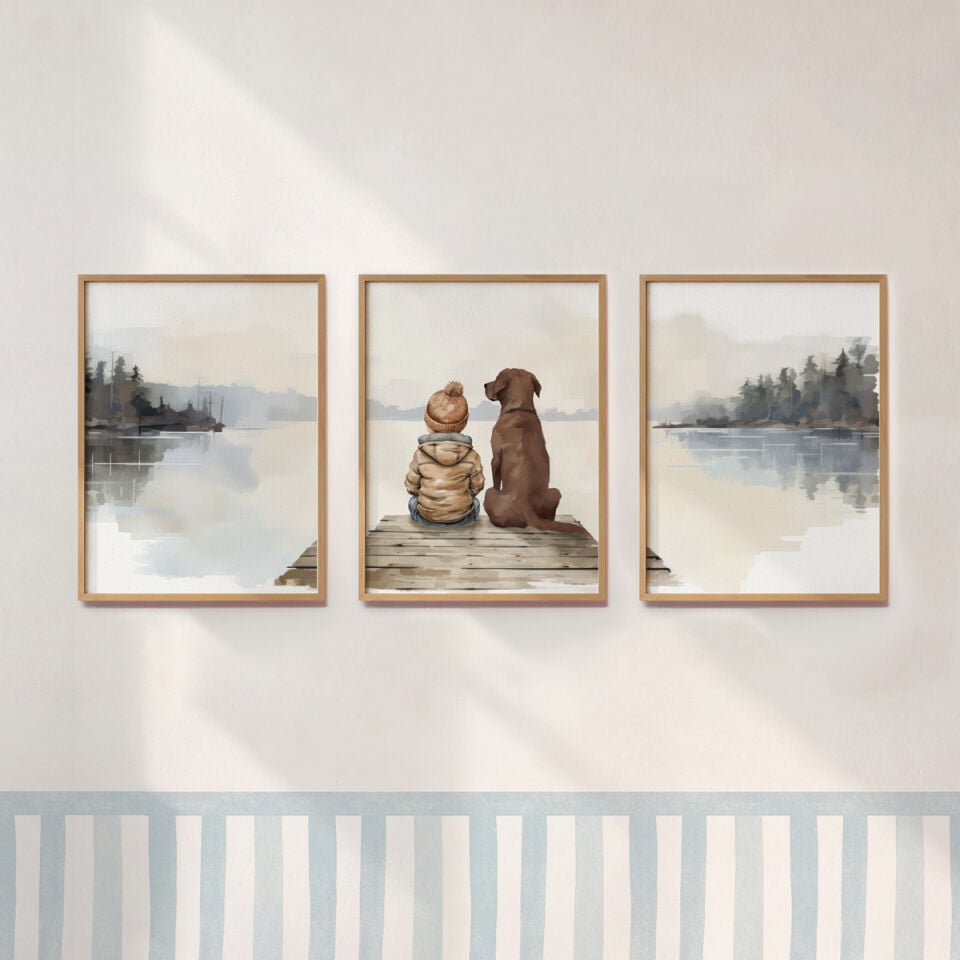 Küçük Çocuk ve Köpek Poster Seti