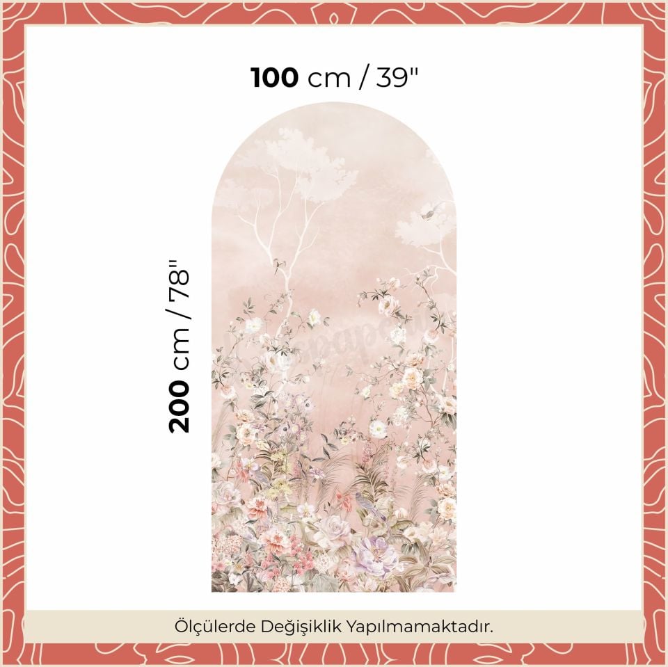 Pembe Gökyüzü ve Güller Arch Sticker