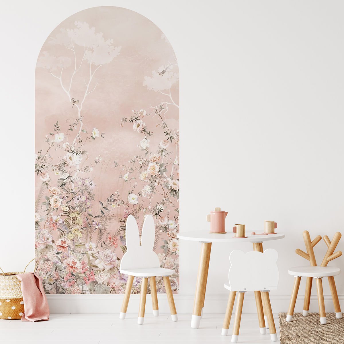 Pembe Gökyüzü ve Güller Arch Sticker