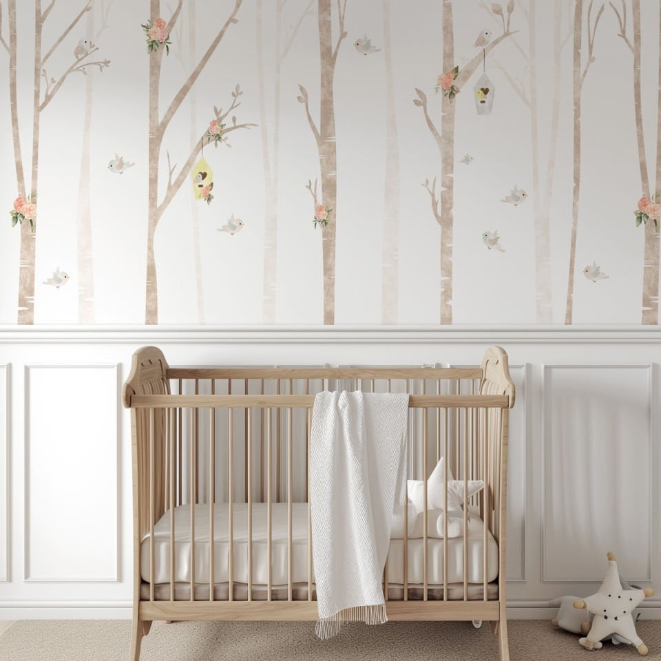 Çiçekli Kuş Yuvaları Duvar Kağıdı