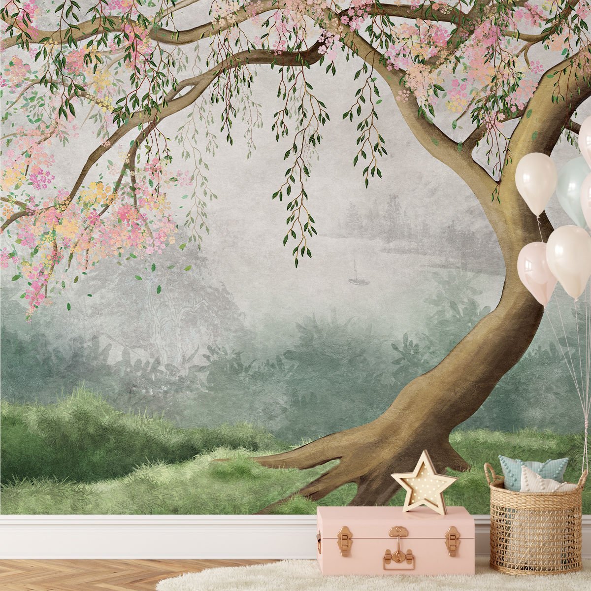 Pembe Yapraklı Ağaç Duvar Kağıdı