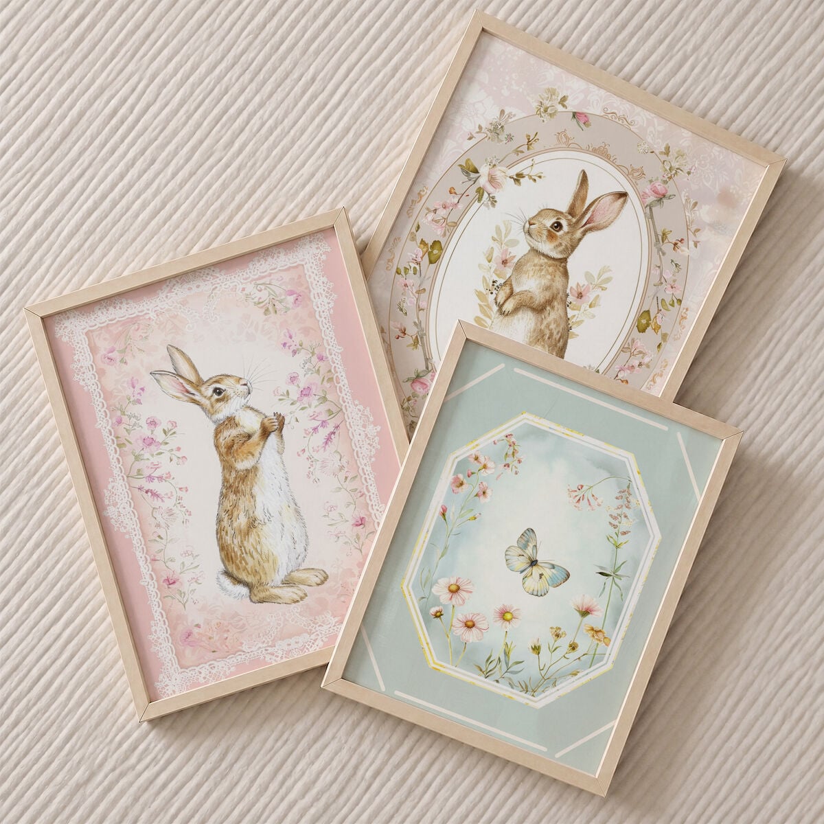 Shabby Chic Tavşanlar Poster Seti