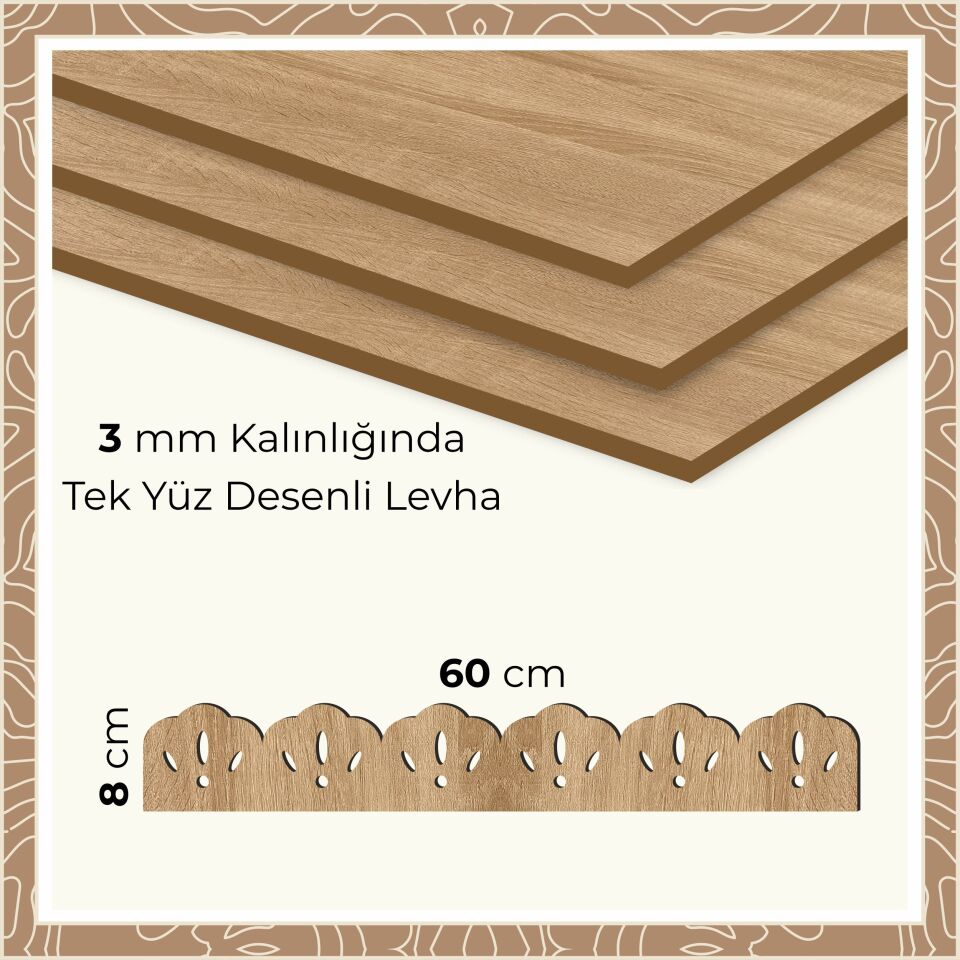 Çiçek Oymalı Ahşap Çıta Açık