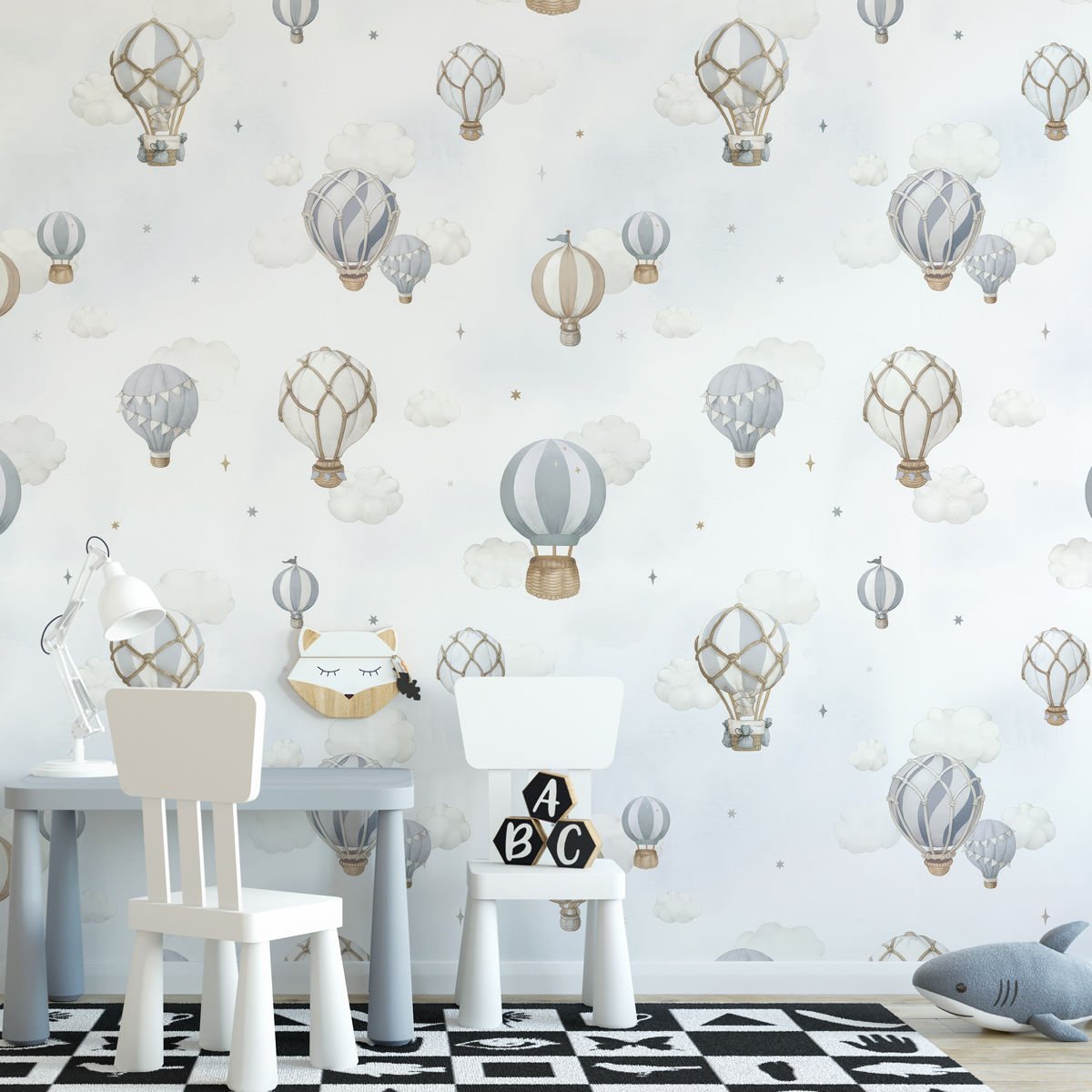 Mavi Balonlar ve Bulutlar Duvar Kağıdı