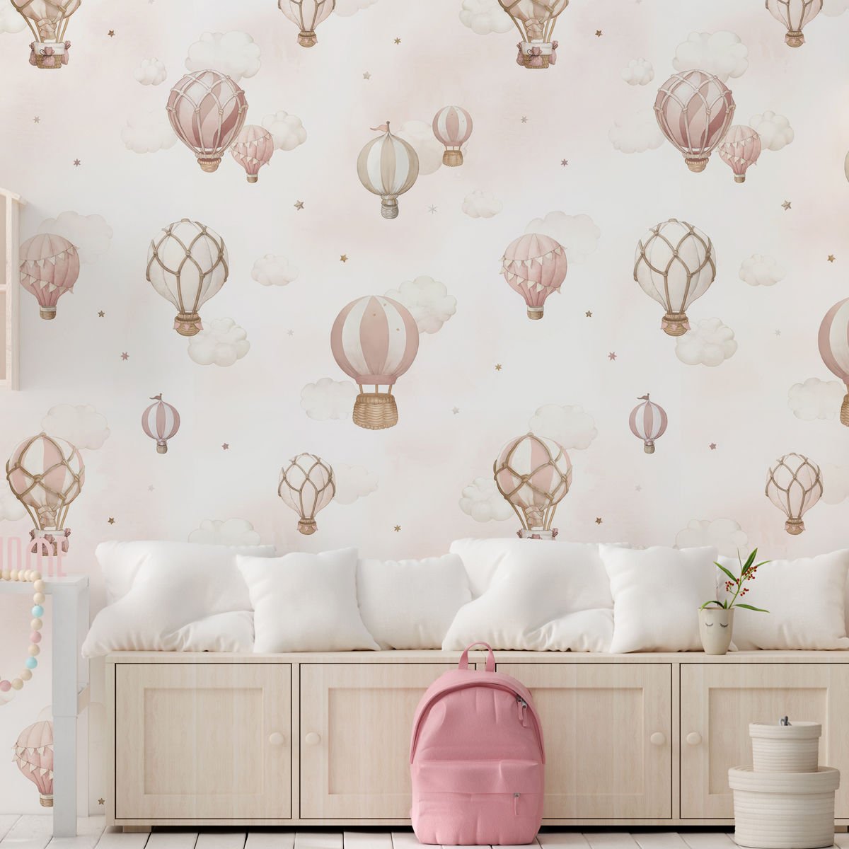 Pembe Balonlar ve Bulutlar Duvar Kağıdı