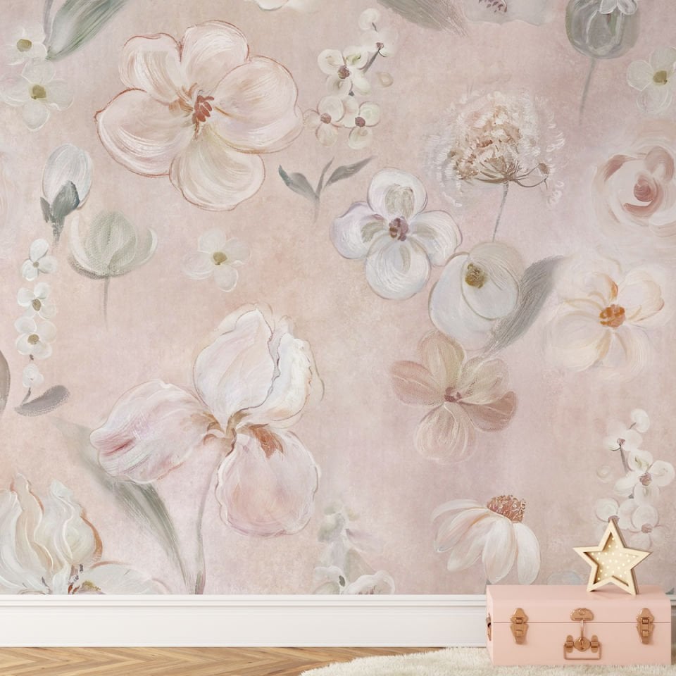 Büyük Sulu Boya Çiçekler Duvar Kağıdı