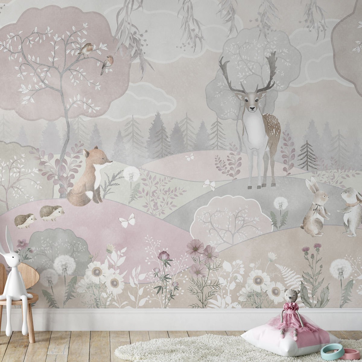 Soft Renkli Masal Ormanı Duvar Kağıdı