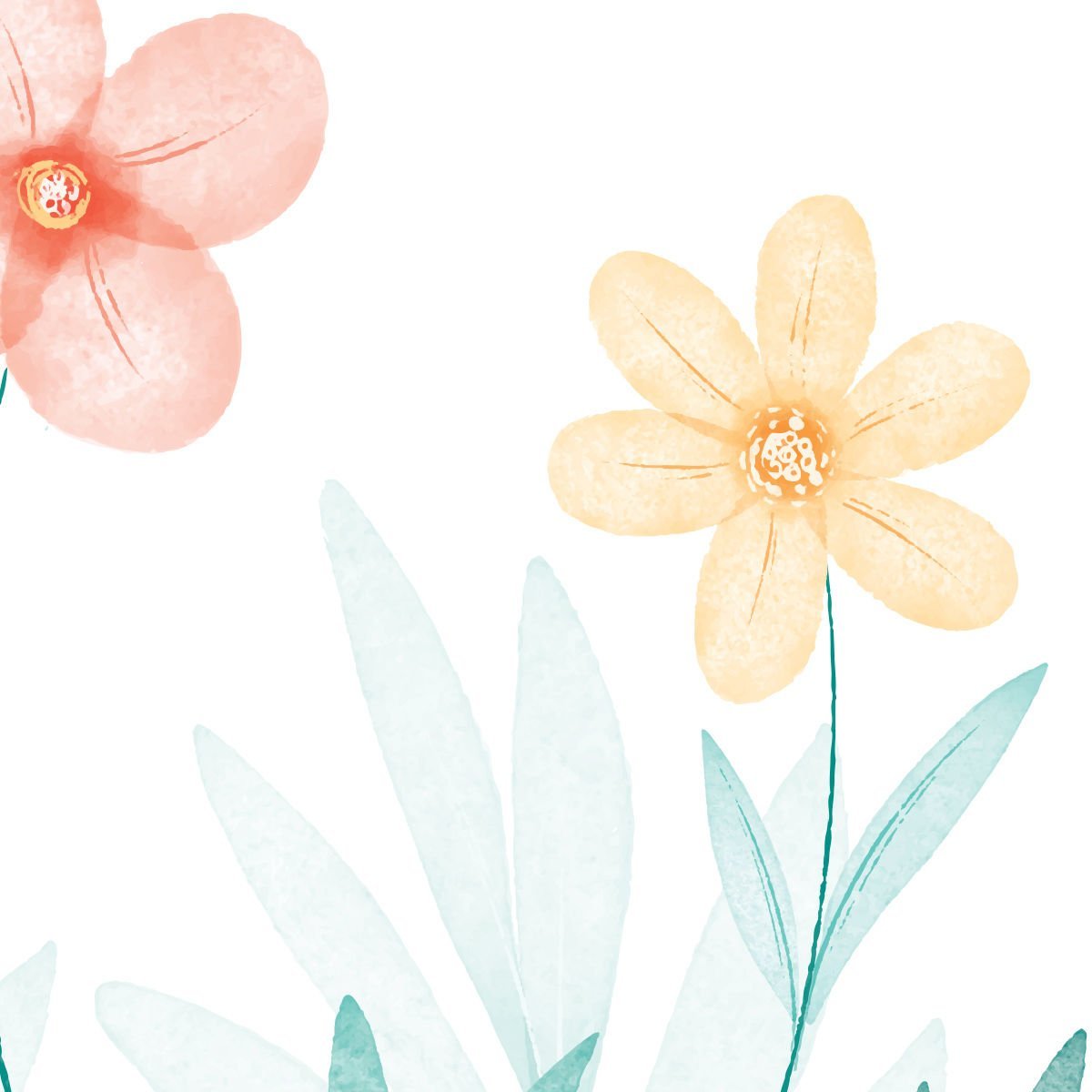 Sulu Boya Bahar Çiçekleri Duvar Kağıdı