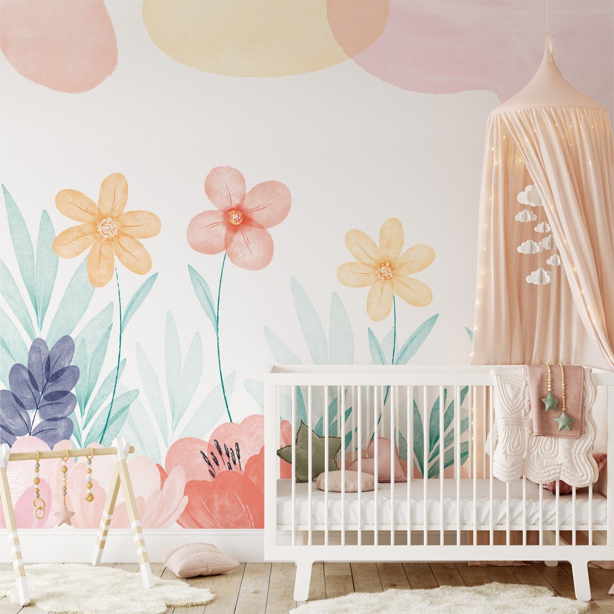 Sulu Boya Bahar Çiçekleri Duvar Kağıdı