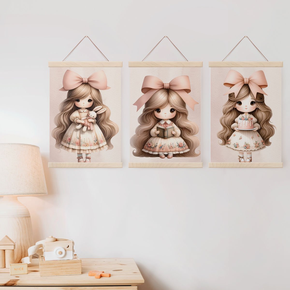 Minik Kız Set 2 Dekor Tablo