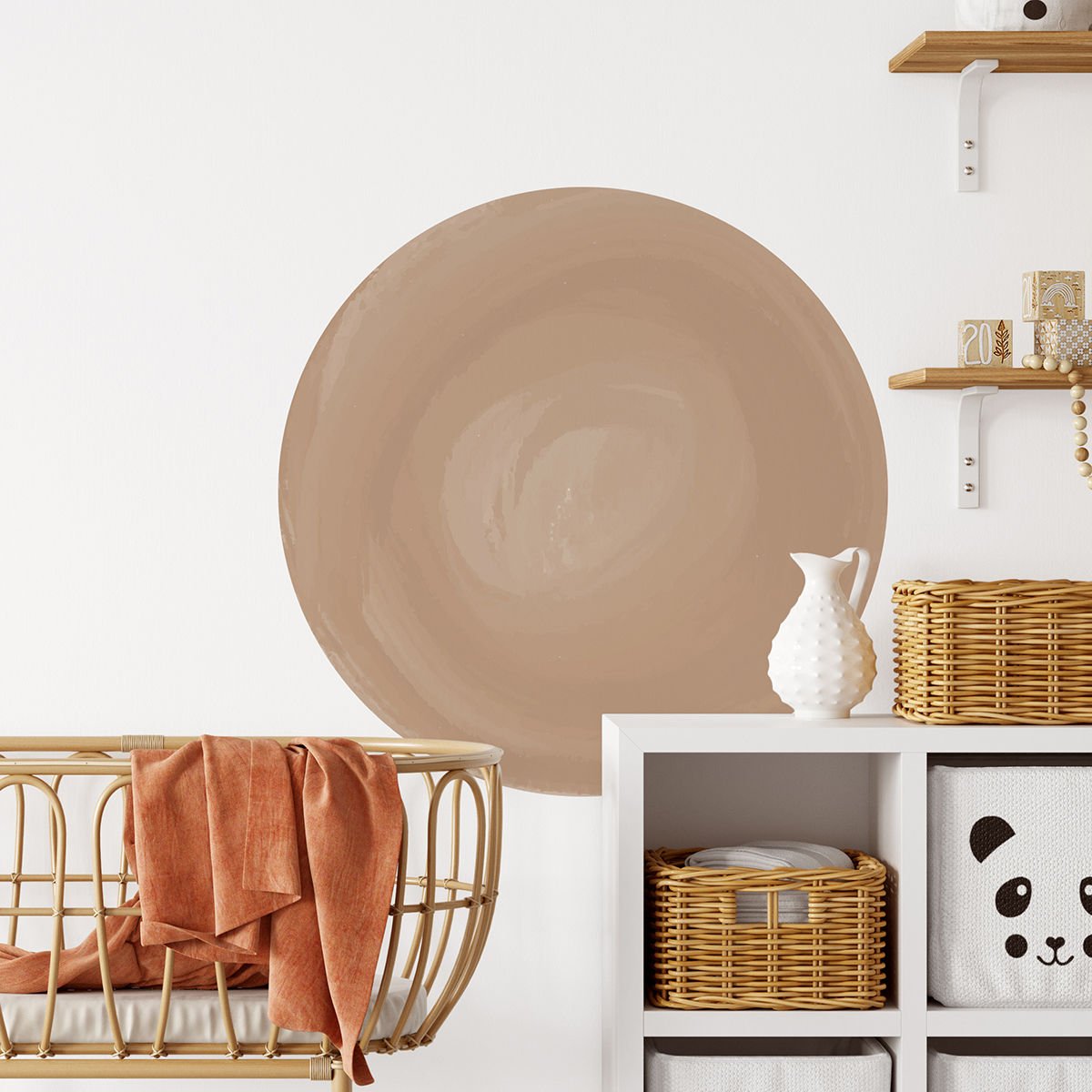 Sulu Boya Daire Sticker Kahverengi