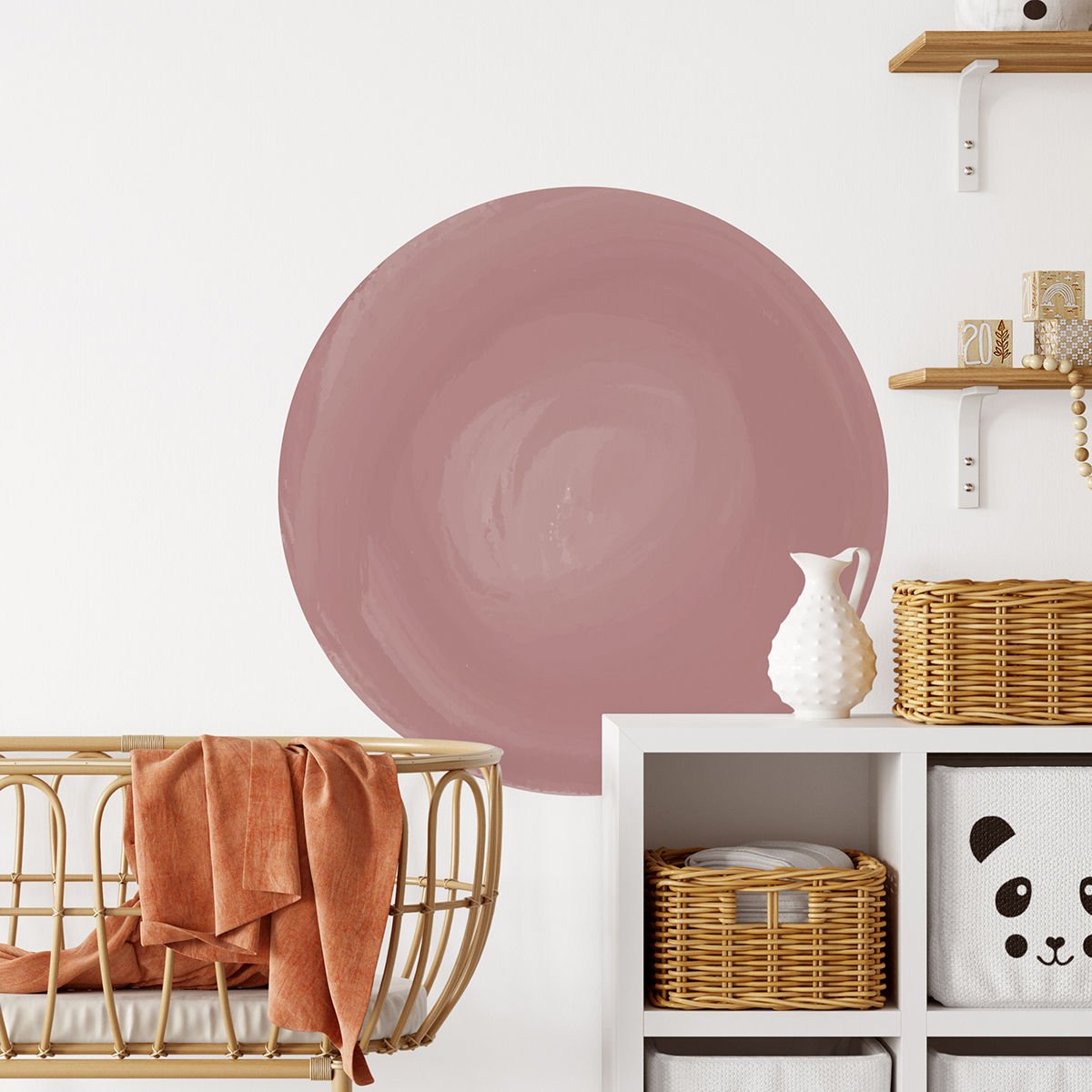 Sulu Boya Daire Sticker Koyu Pembe