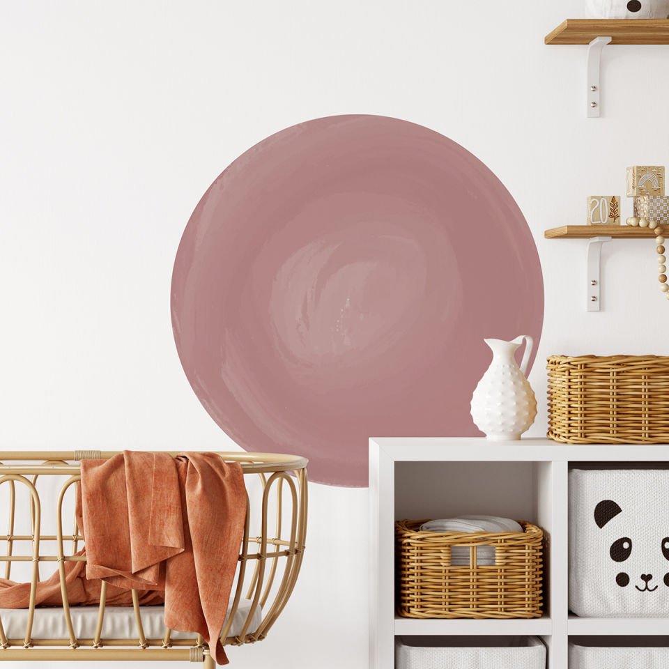 Sulu Boya Daire Sticker Koyu Pembe