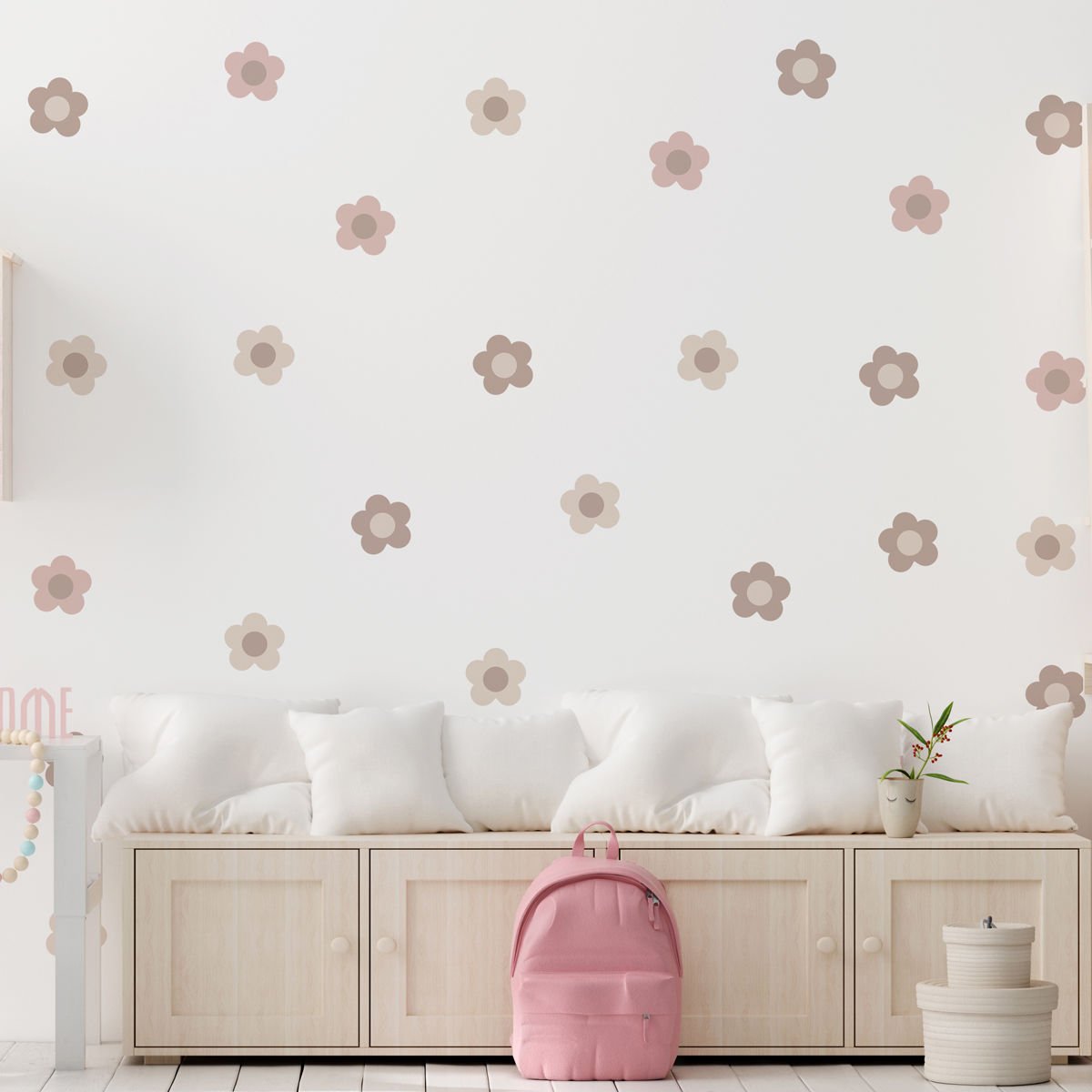 Küçük Boy Papatyalar Sticker Vizon Kahve