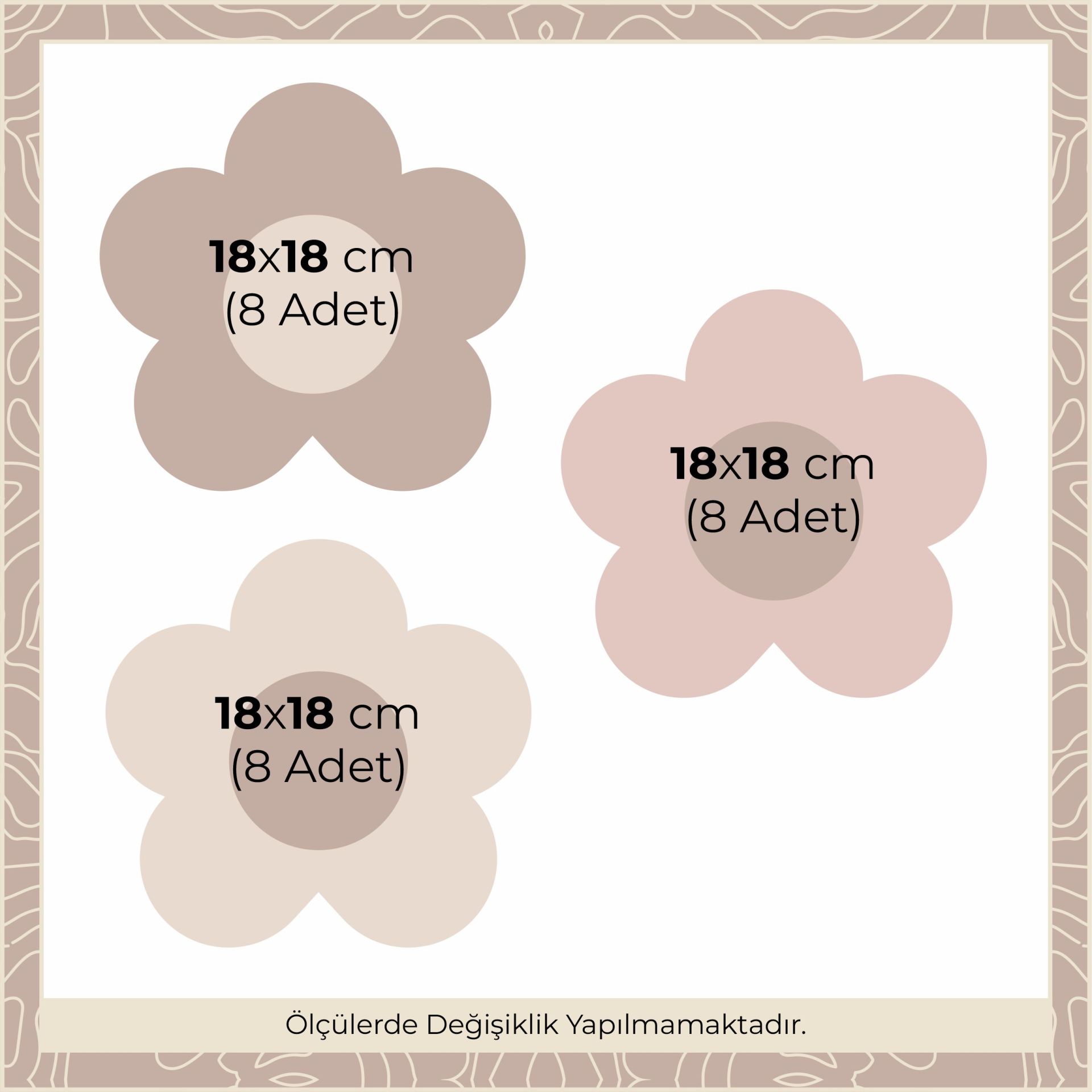 Orta Boy Papatyalar Sticker Vizon Kahve