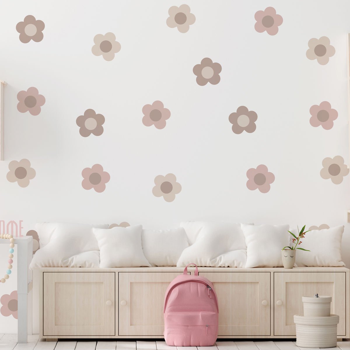 Orta Boy Papatyalar Sticker Vizon Kahve