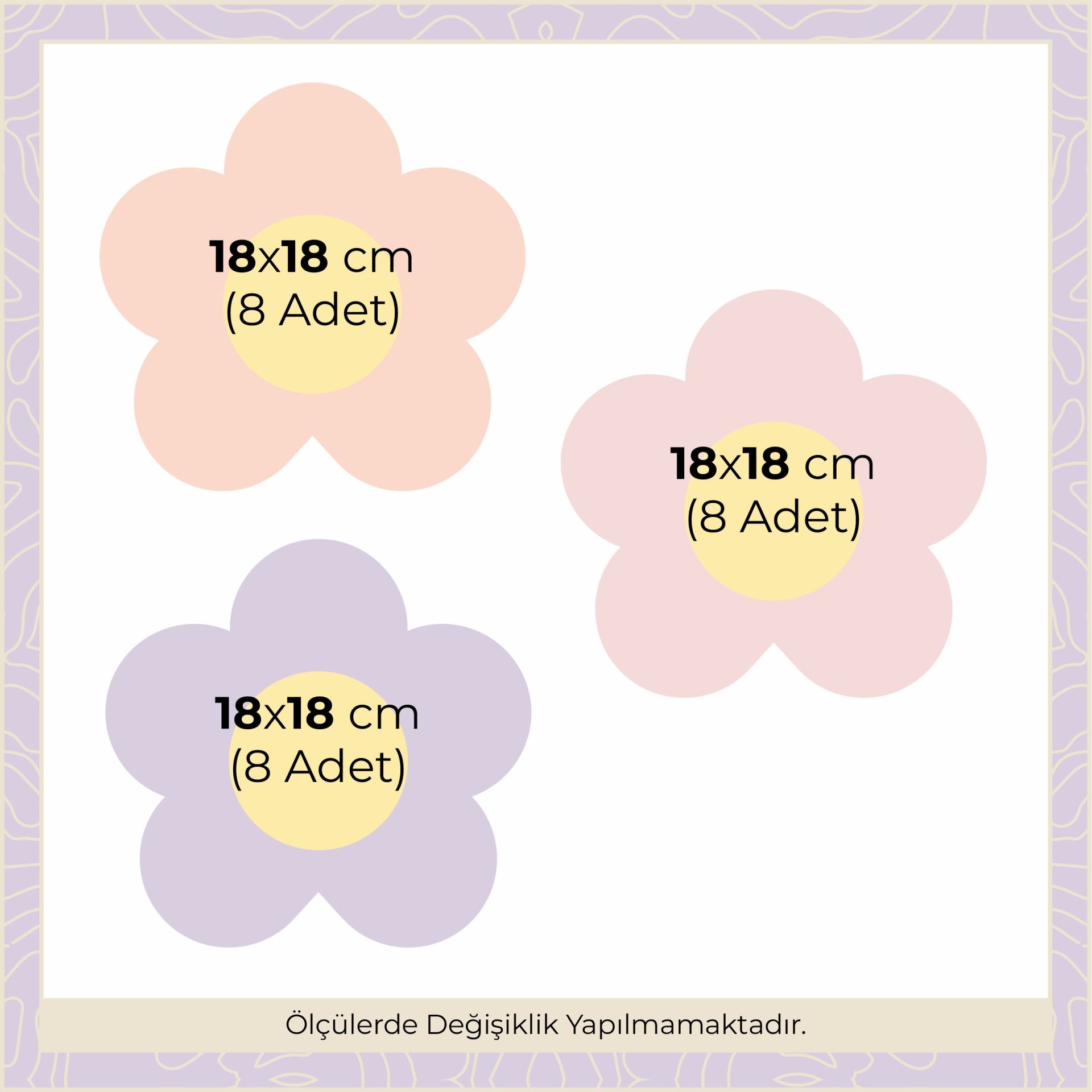 Orta Boy Papatyalar Sticker Lila