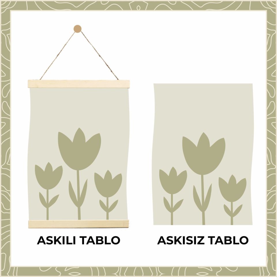 Yeşil Kareli İsme Özel Dekor Tablo