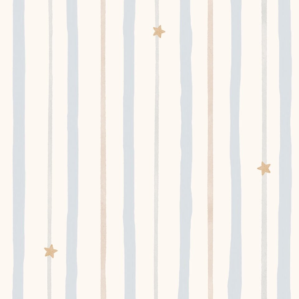 Sulu Boya Çizgiler ve Yıldızlar Mavi Duvar Kağıdı