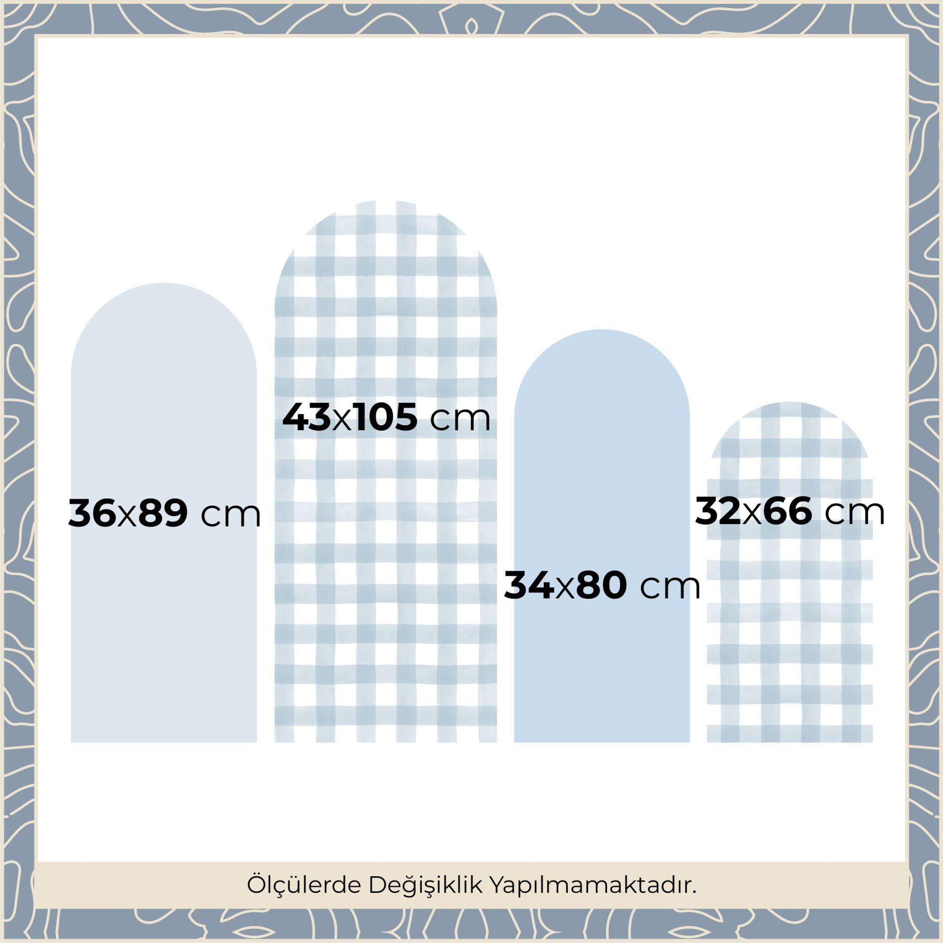 Kareli Arch Sticker Gece Mavi